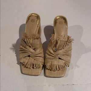 ANTONIO MELANI Tan Woven Mules